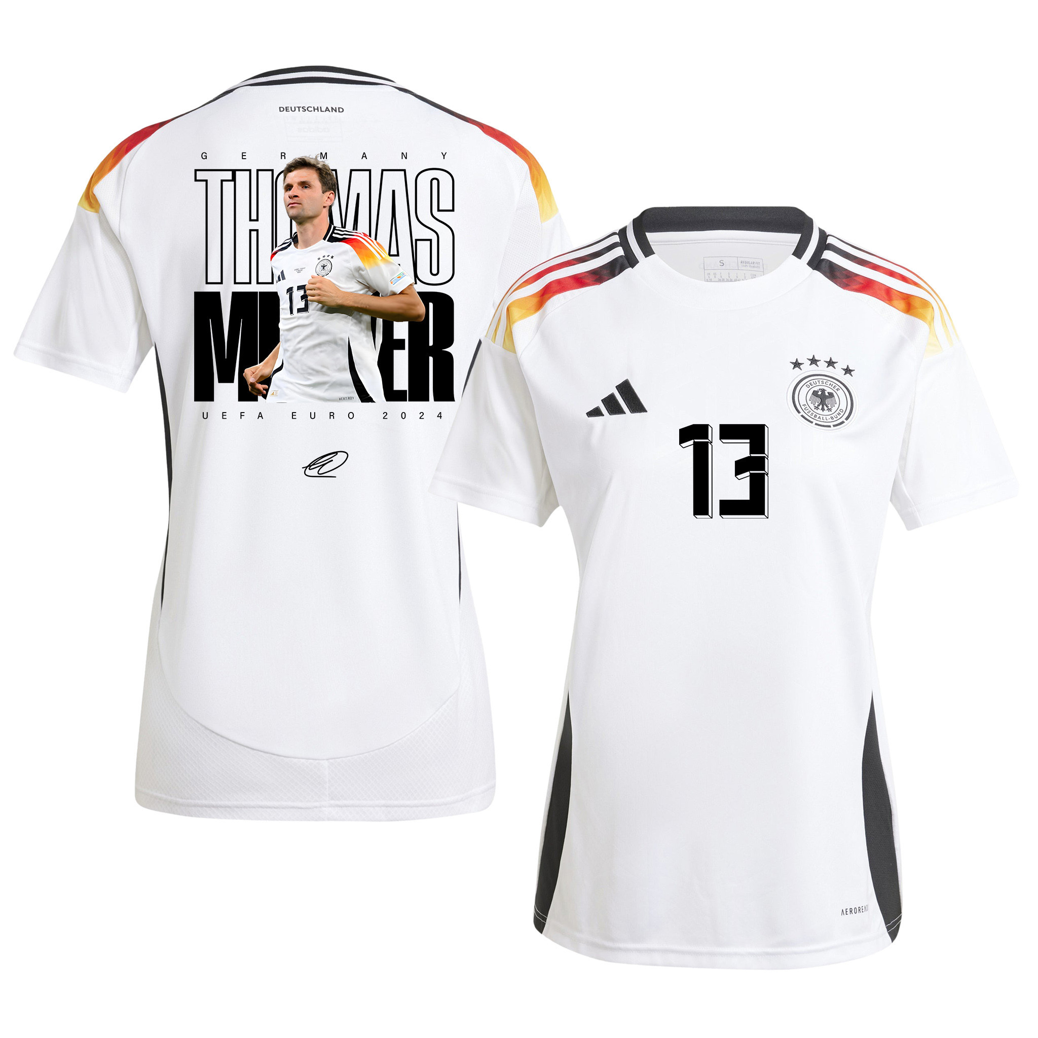 Thomas Mller 13 Signed Iconic Germany National Team 2024 Home WOMEN Jersey – White