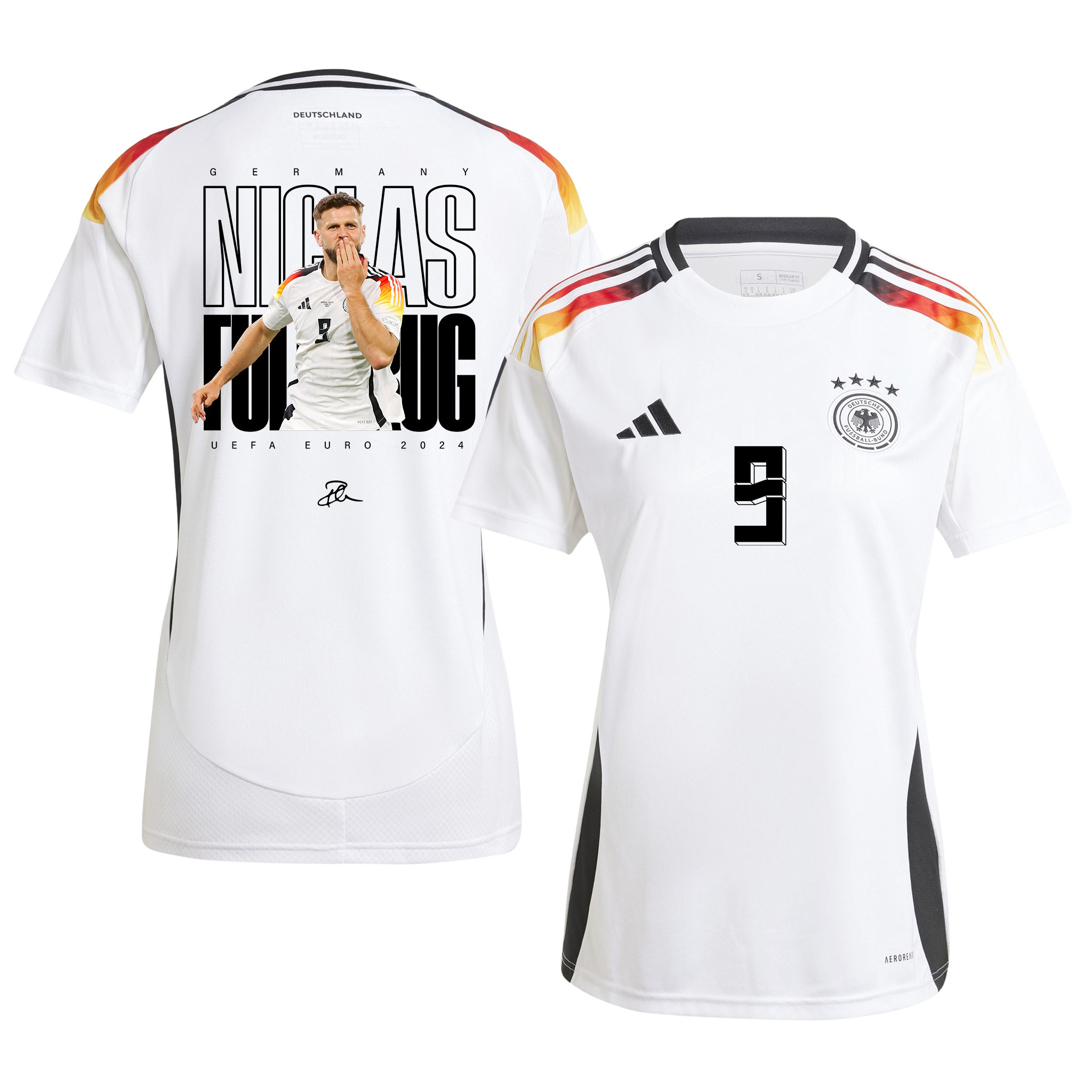 Niclas Fllkrug 9 Signed Goal Germany National Team 2024 Home WOMEN Jersey – White