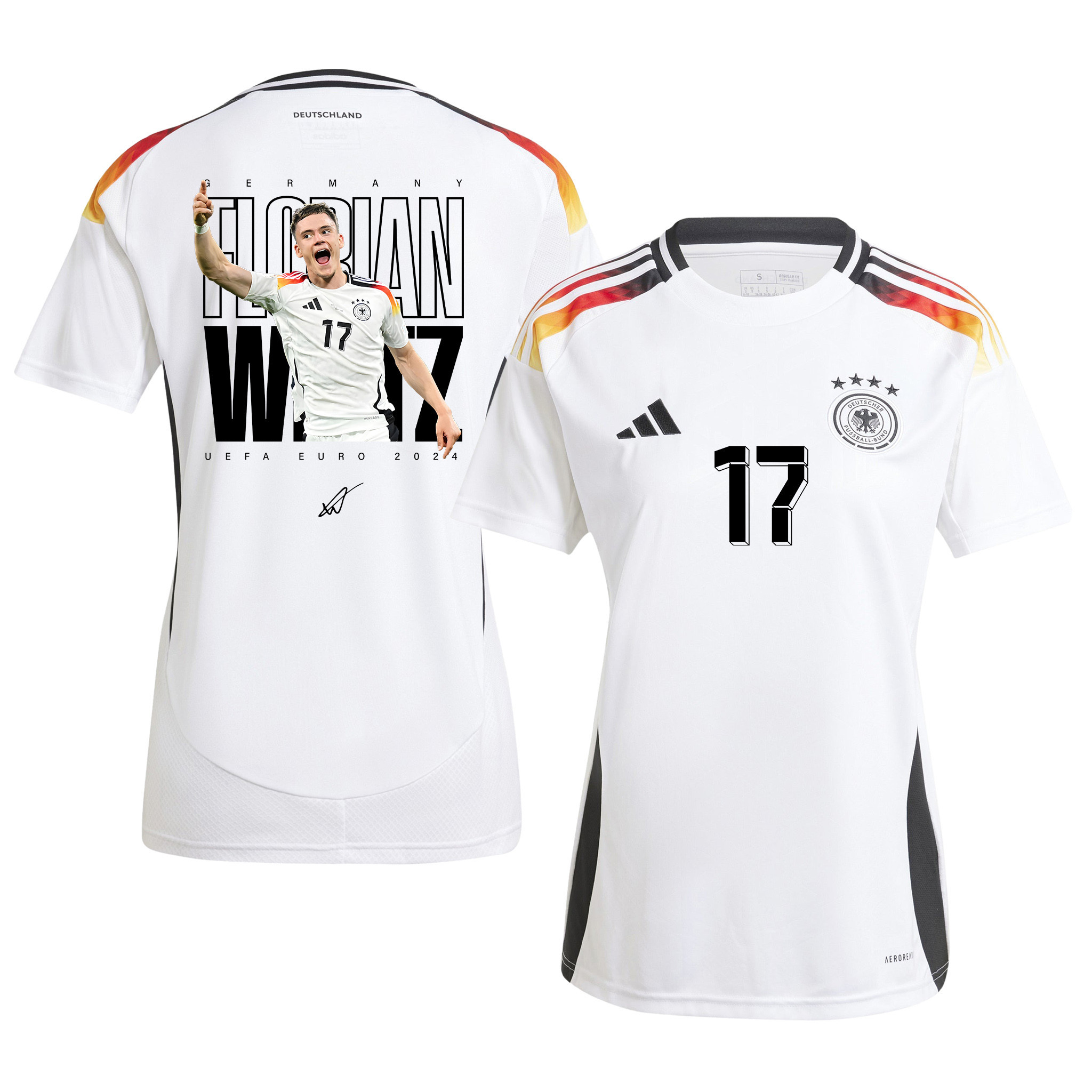 Florian Wirtz 17 Signed Rising Star Germany National Team 2024 Home WOMEN Jersey – White