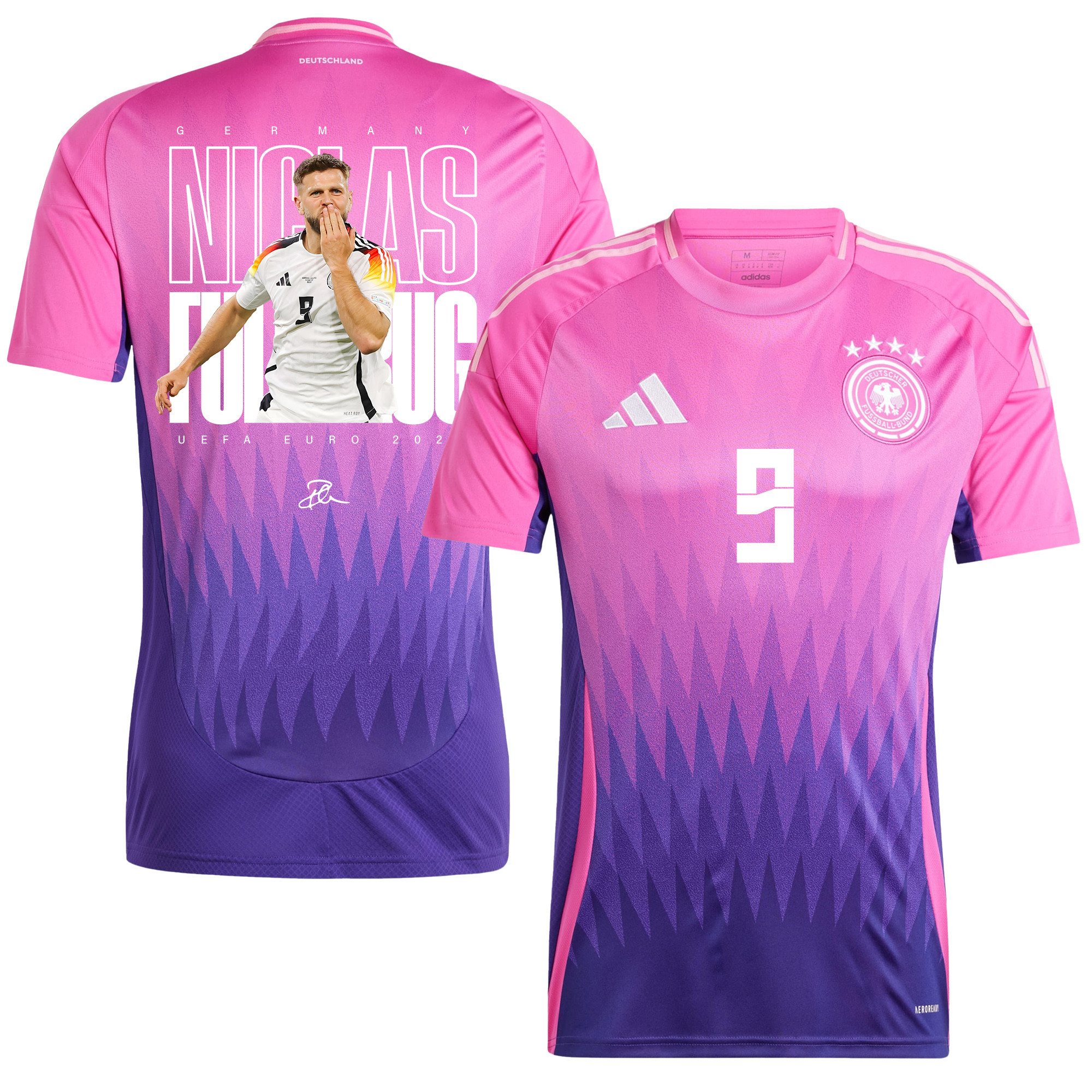 Niclas Fllkrug 9 Signed Goal Germany National Team 2024 Away Men Jersey – Purple