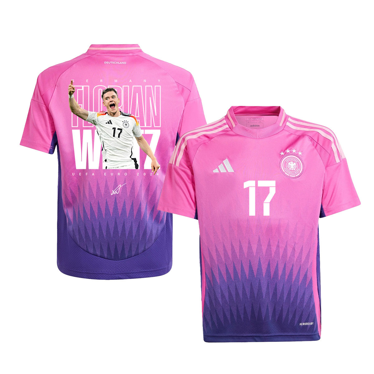 Florian Wirtz 17 Signed Rising Star Germany National Team 2024 Away YOUTH Jersey – Purple