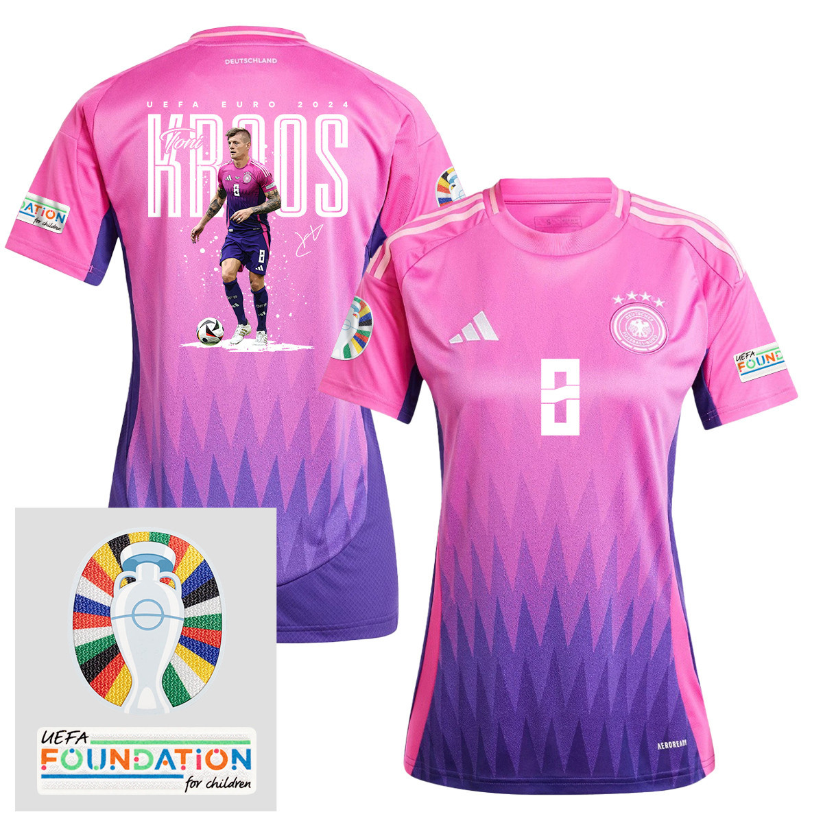 Toni Kroos 8 Football Superstar Germany 2024/25 Women's Jersey – UEFA Foundation Patch