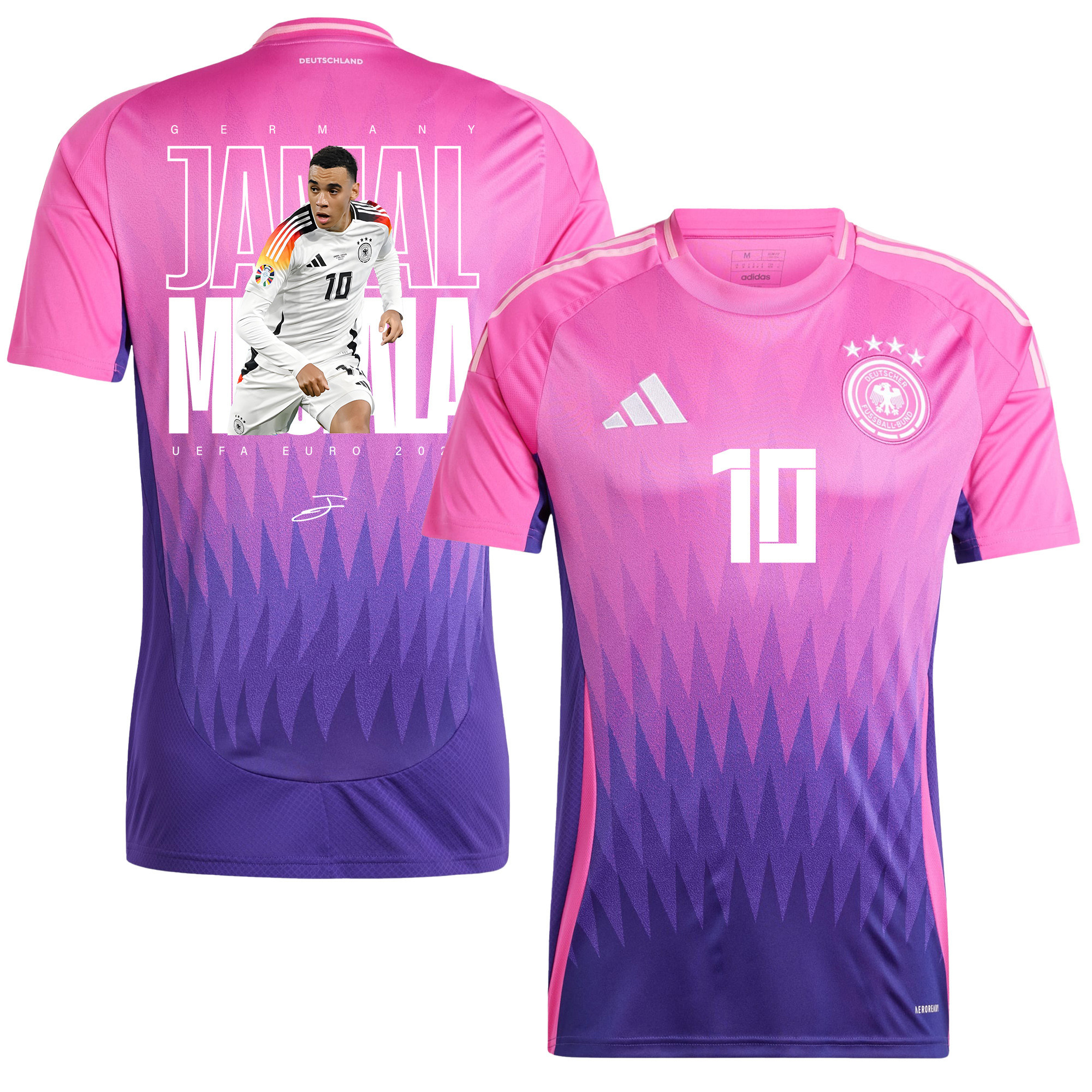 Jamal Musiala 10 Signed Germany National Team 2024 Young Talent Away Men Jersey – Purple
