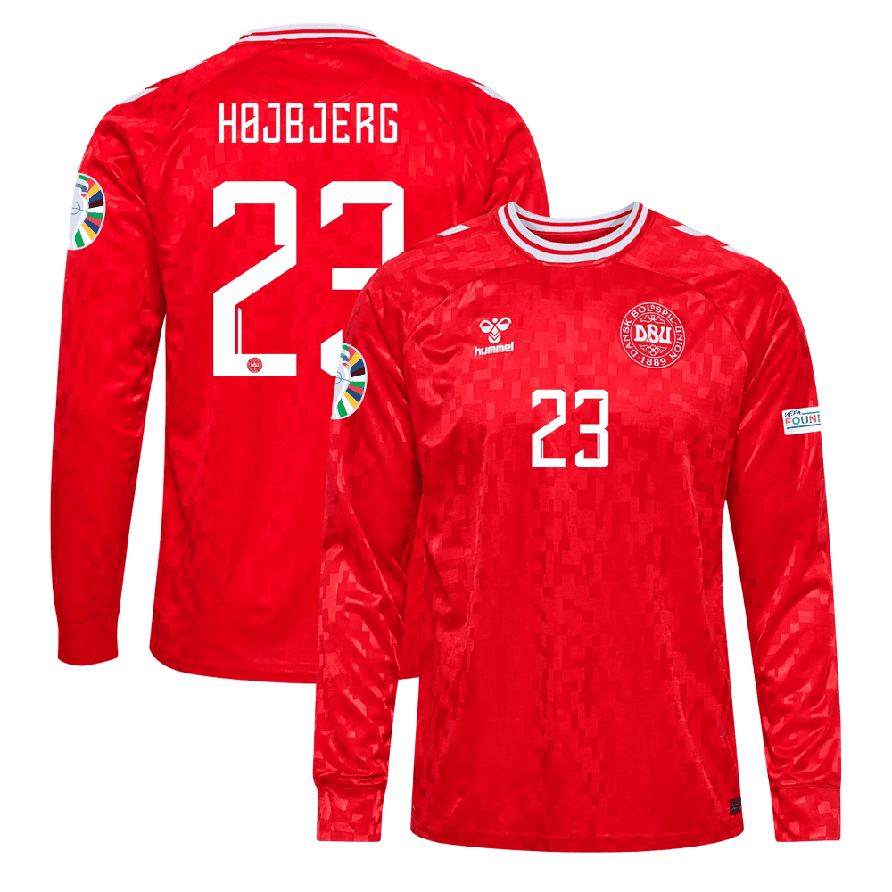 Pierre-Emile Hjbjerg 23 Denmark National Team 2024 Home Long Sleeve Men Jersey – Red