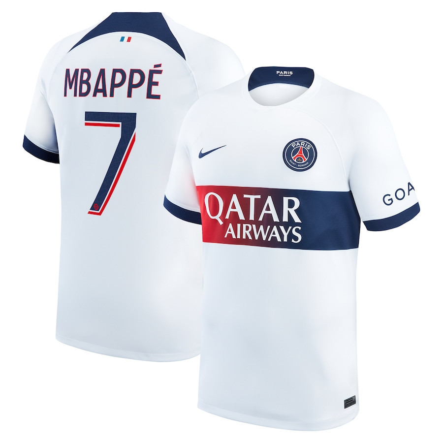 Kylian Mbappe 7 Paris Saint-Germain 2023/24 Away Men Jersey – White