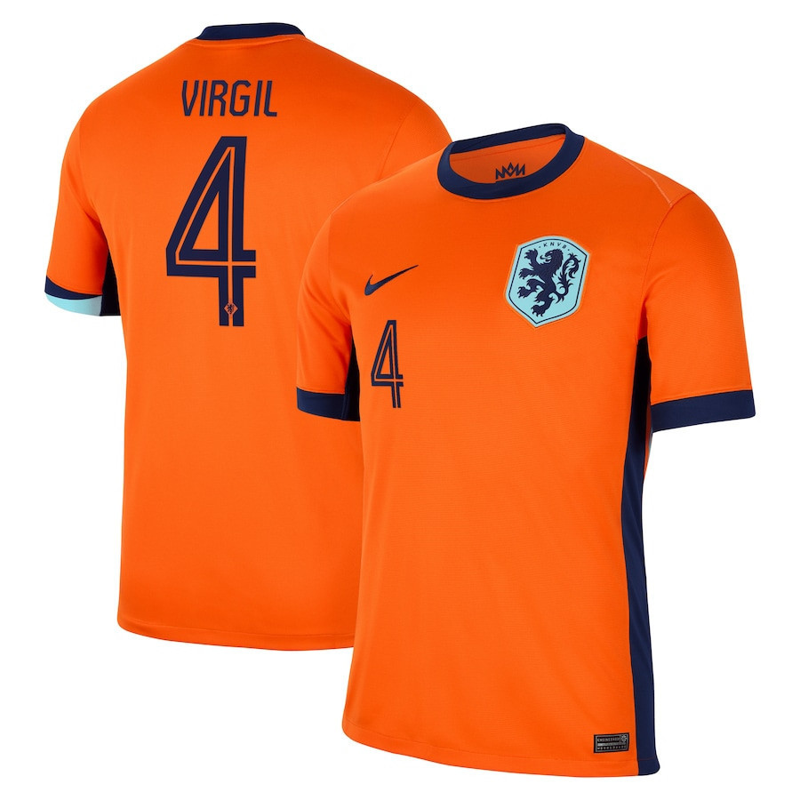 Virgil van Dijk 4 Netherlands National Team 2024 Home Men Jersey – Orange
