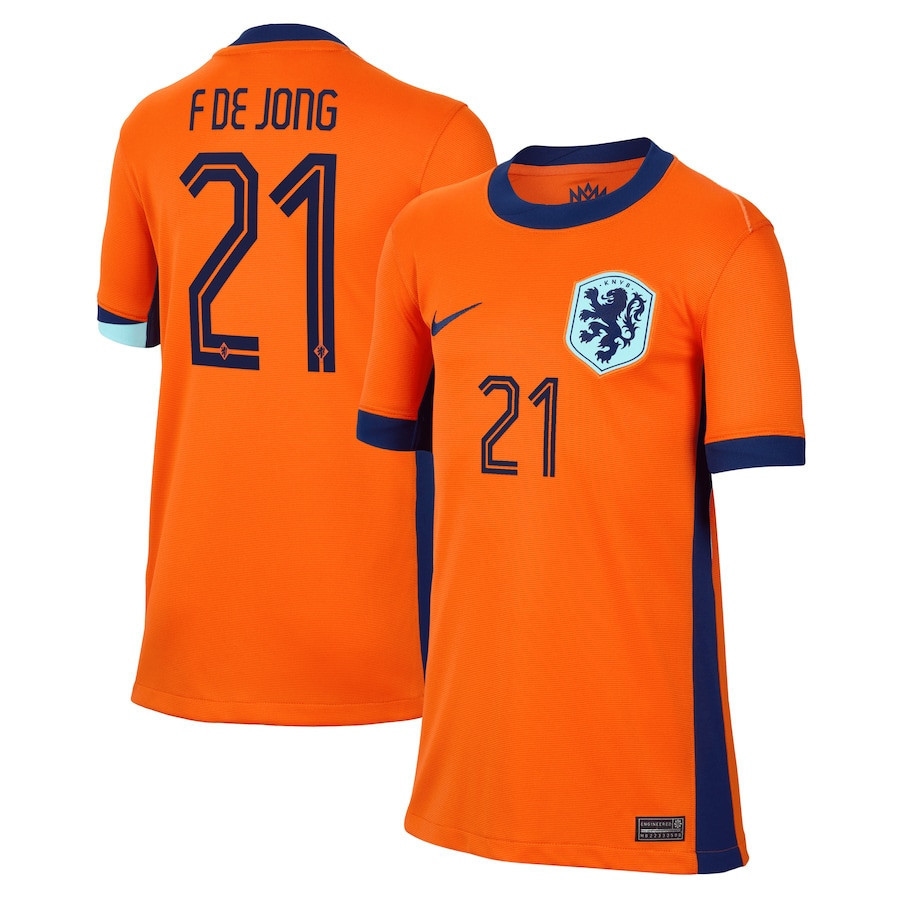 Frenkie de Jong 21 Netherlands National Team 2024 Home YOUTH Jersey – Orange