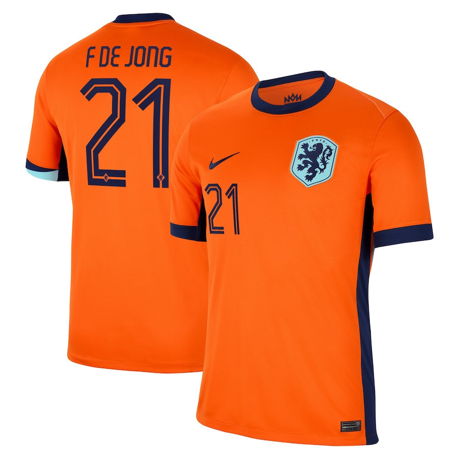 Frenkie de Jong 21 Netherlands National Team 2024 Home Men Jersey – Orange