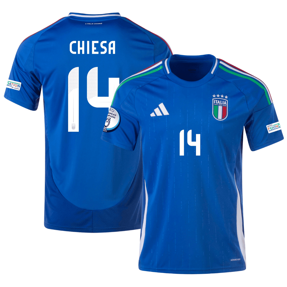 Federico Chiesa 14 Italy National Team 2024 Home Men Jersey – Blue