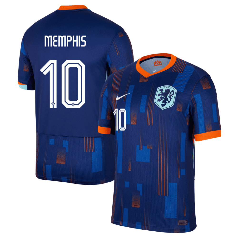 Memphis Depay 10 Netherlands National Team 2024 Away Men Jersey – Blue
