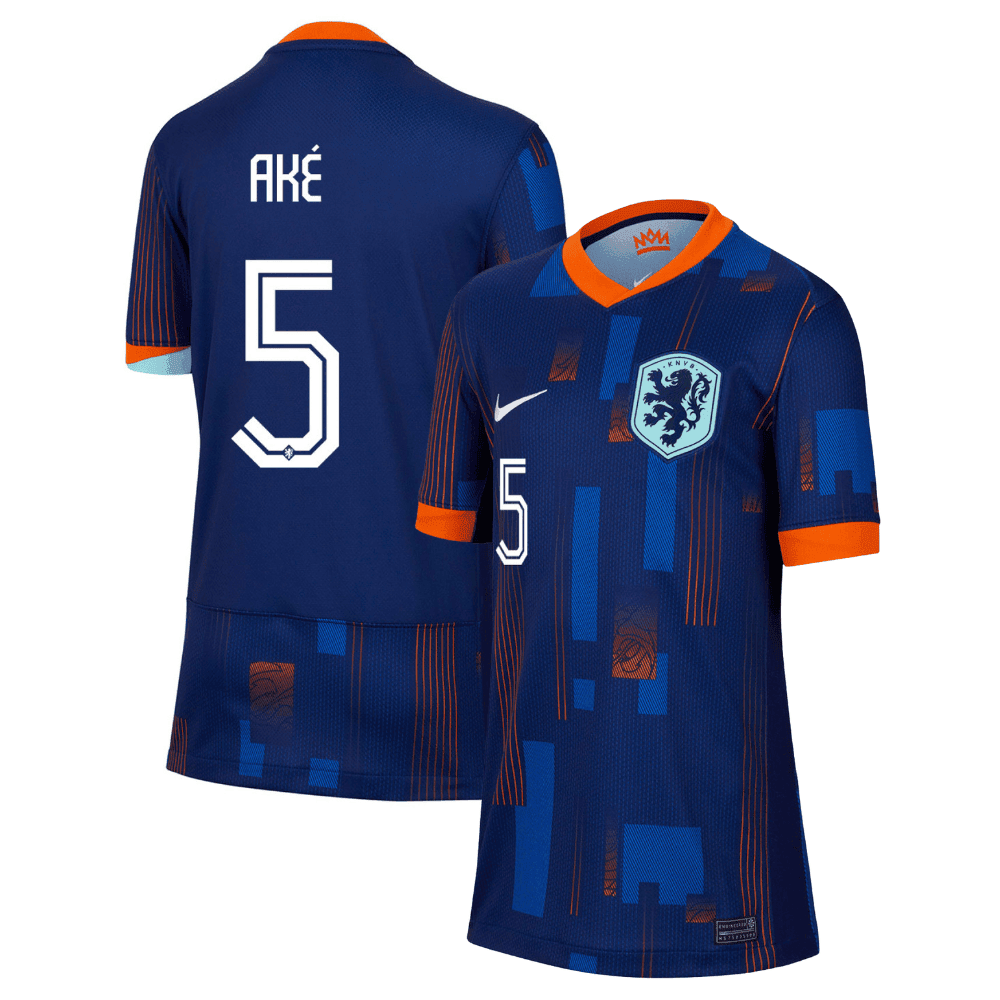 Nathan Ak 5 Netherlands National Team 2024 Away YOUTH Jersey – Blue