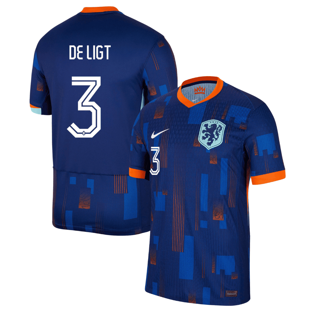 Matthijs de Ligt 3 Netherlands National Team 2024 Away Men Jersey – Blue