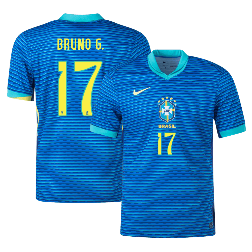 Bruno Guimares 17 Brazil National Team 2024 Away Stadium Men Jersey – Blue