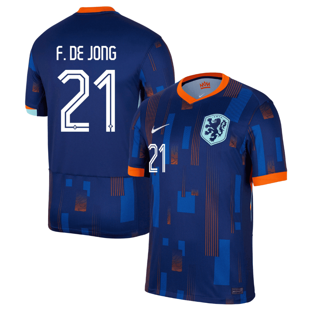 Frenkie de Jong 21 Netherlands National Team 2024 Away Men Jersey – Blue
