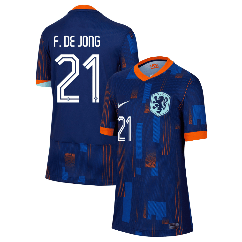 Frenkie de Jong 21 Netherlands National Team 2024 Away YOUTH Jersey – Blue
