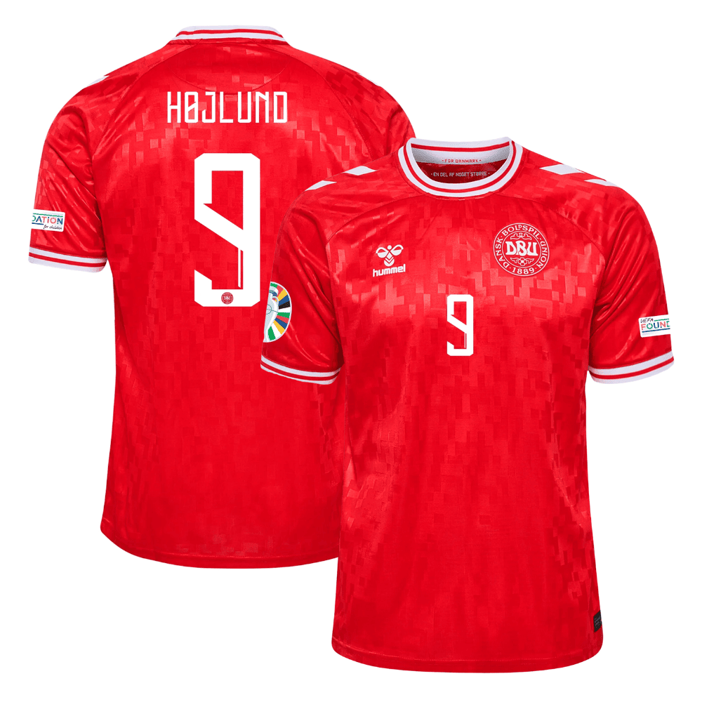 Rasmus Hjlund 9 Denmark National Team 2024 Home Stadium Men Jersey – Red