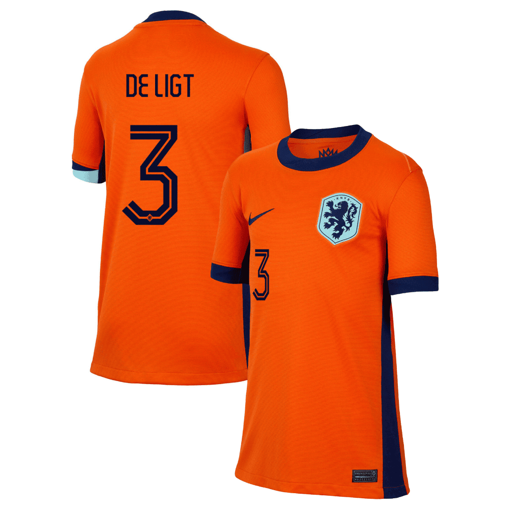 Matthijs de Ligt 3 Netherlands National Team 2024 Home YOUTH Jersey – Orange