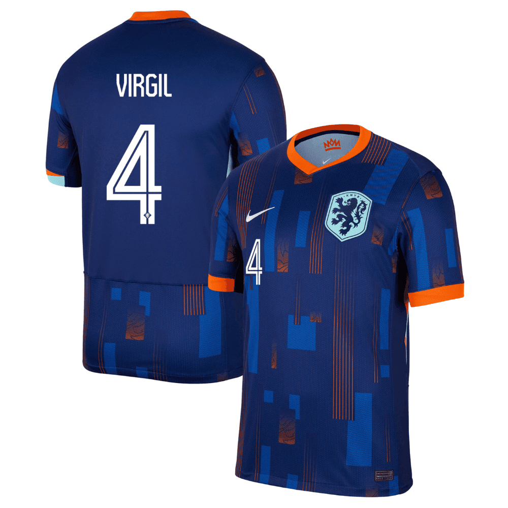 Virgil van Dijk 4 Netherlands National Team 2024 Away Men Jersey – Blue