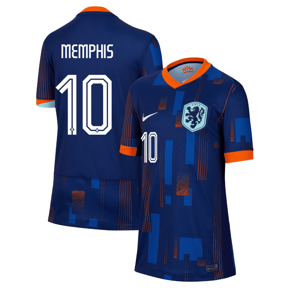Memphis Depay 10 Netherlands National Team 2024 Away YOUTH Jersey – Blue