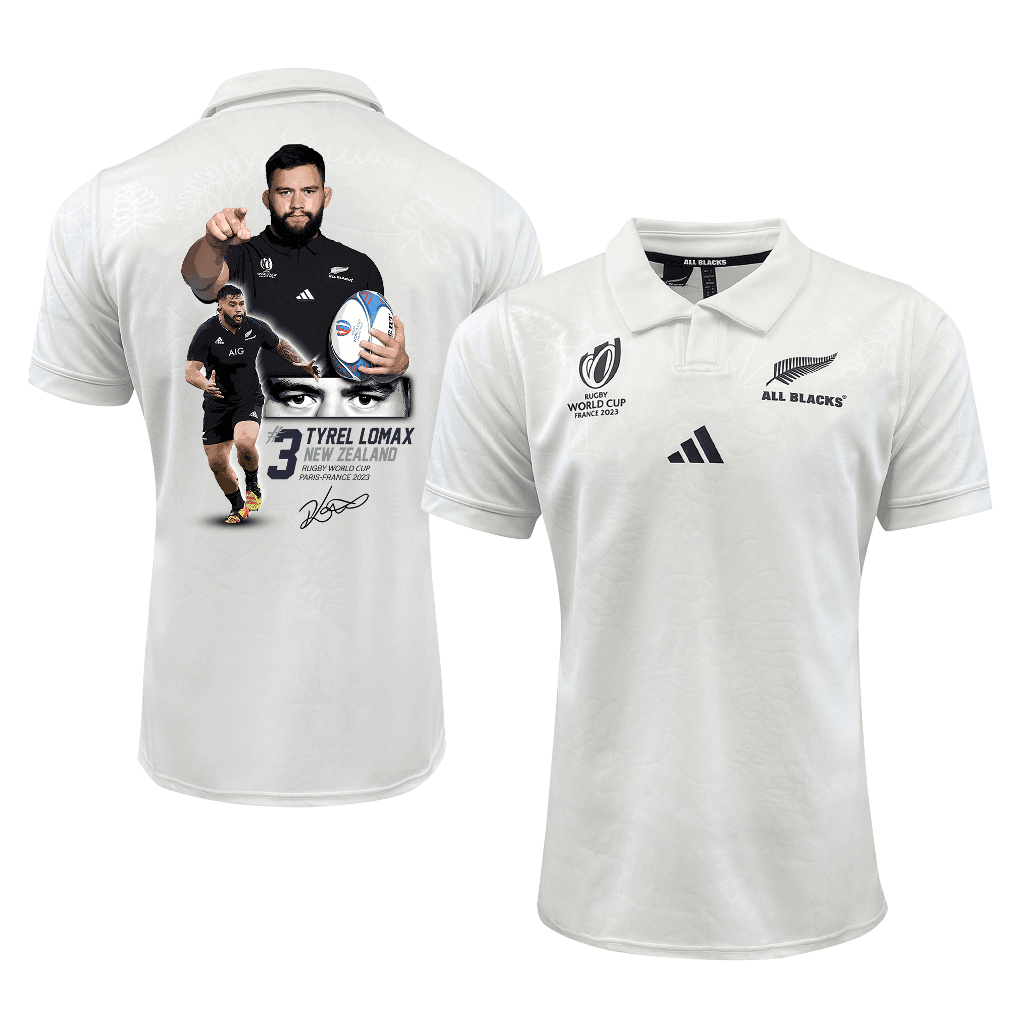 Tyrel Lomax Signed New Zealand All Blacks Rb World Cup 2023 Away Jersey – Men White