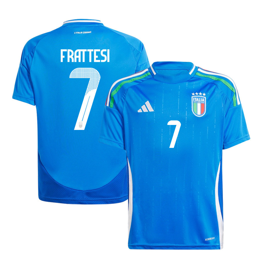 Davide Frattesi 7 Italy National Team 2024/25 Home YOUTH Jersey – Blue