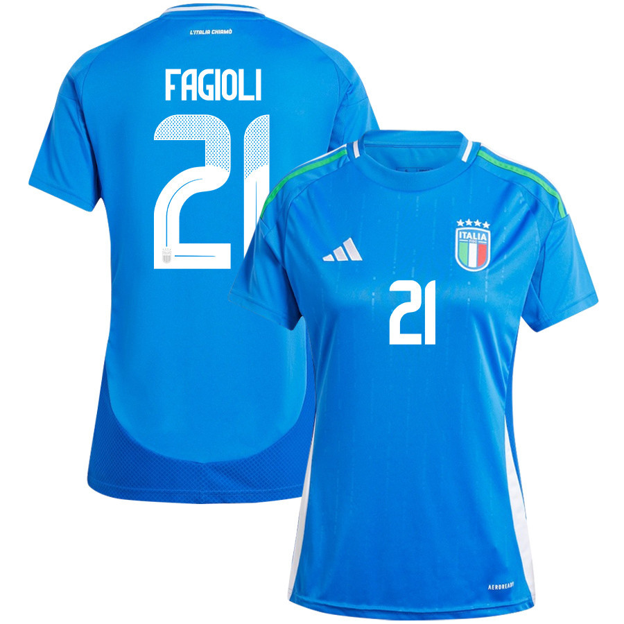 Nicolo Fagioli 21 Italy National Team 2024/25 Home Women Jersey – Blue