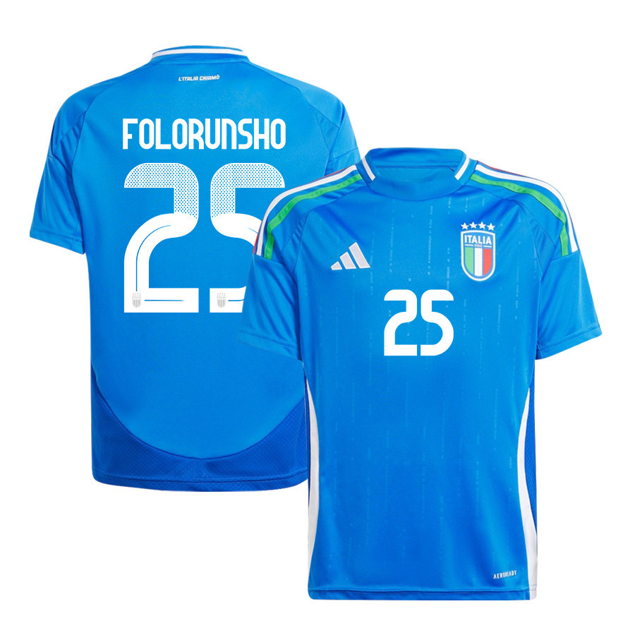 Michael Folorunsho 25 Italy National Team 2024/25 Home YOUTH Jersey – Blue