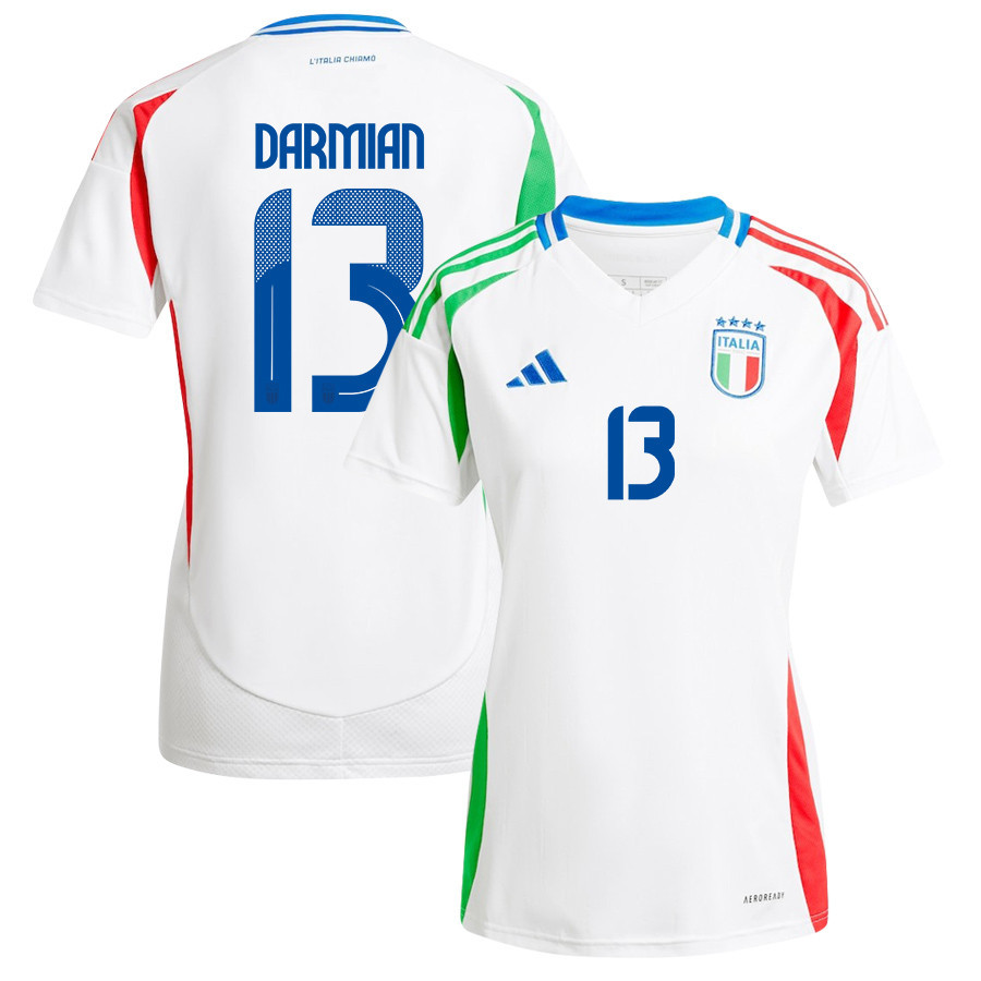 Matteo Darmian 13 Italy National Team 2024/25 Away Women Jersey – White