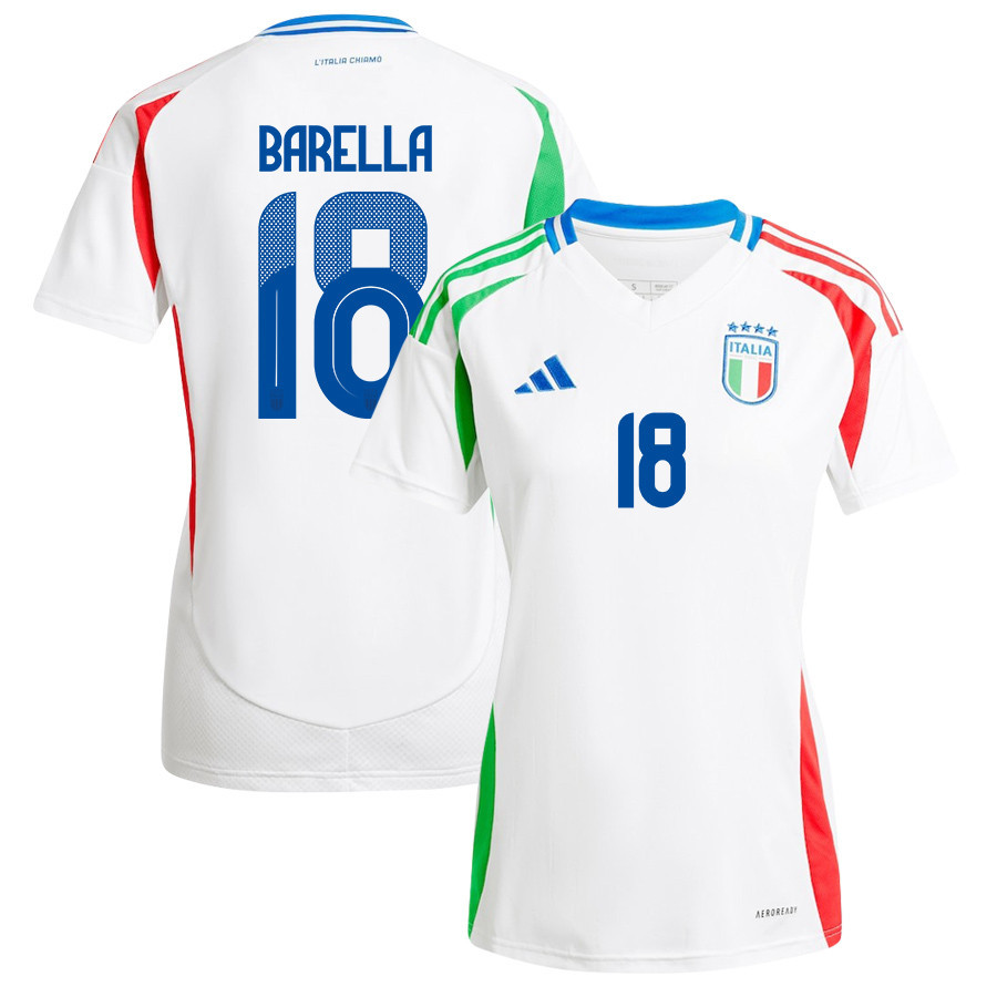 Nicolo Barella 18 Italy National Team 2024/25 Away Women Jersey – White
