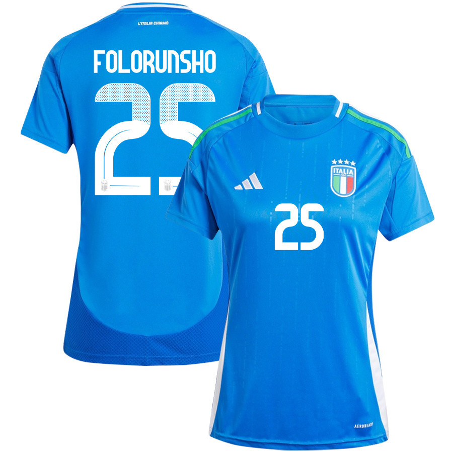 Michael Folorunsho 25 Italy National Team 2024/25 Home Women Jersey – Blue