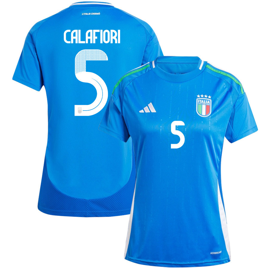 Riccardo Calafiori 5 Italy National Team 2024/25 Home Women Jersey – Blue