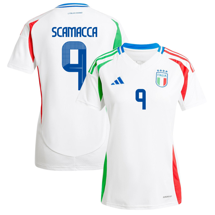 Gianluca Scamacca 9 Italy National Team 2024/25 Away Women Jersey – White