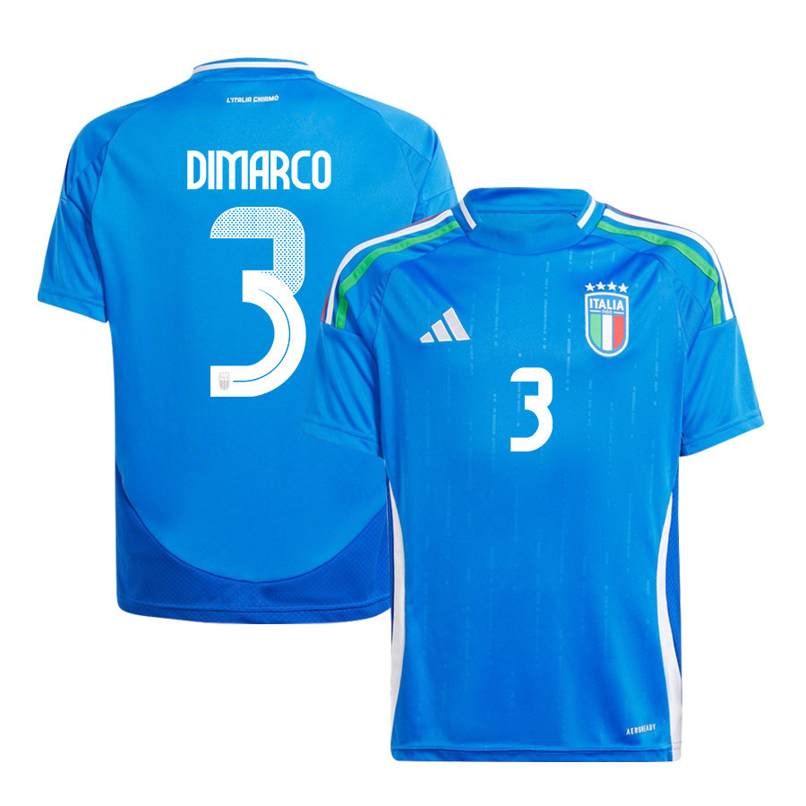 Federico Dimarco 3 Italy National Team 2024/25 Home YOUTH Jersey – Blue