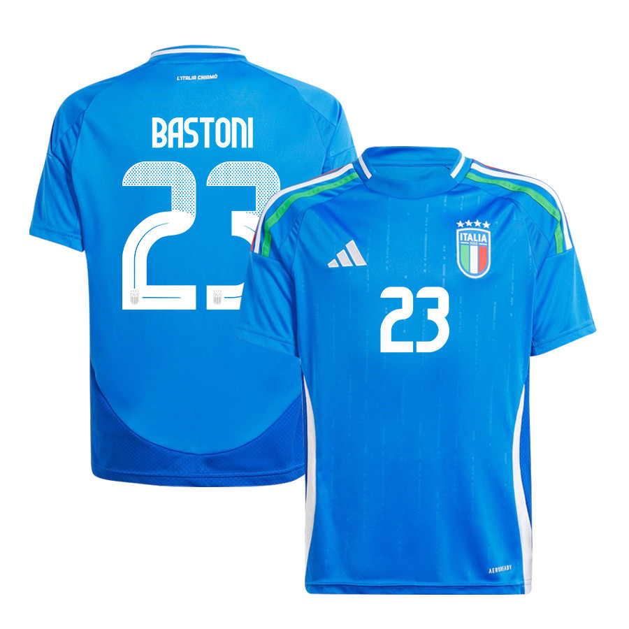 Alessandro Bastoni 23 Italy National Team 2024/25 Home YOUTH Jersey – Blue
