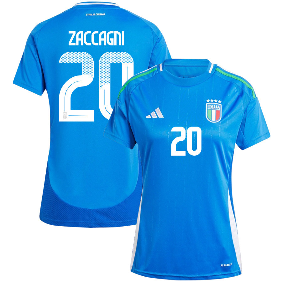 Mattia Zaccagni 20 Italy National Team 2024/25 Home Women Jersey – Blue