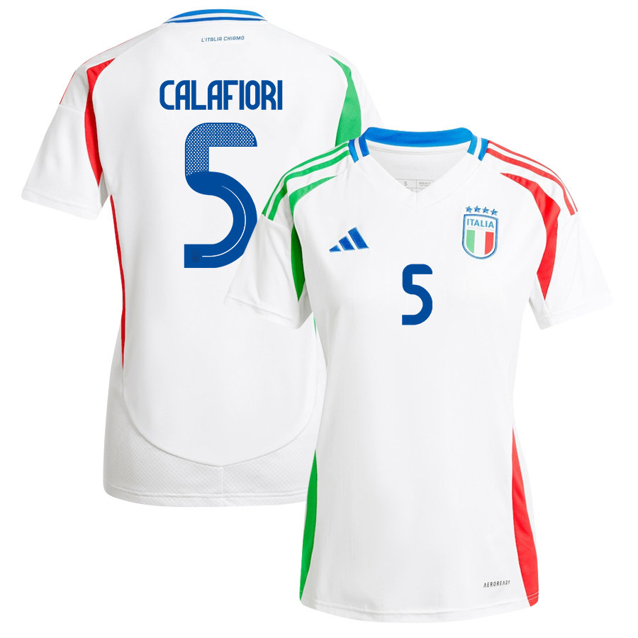 Riccardo Calafiori 5 Italy National Team 2024/25 Away Women Jersey – White