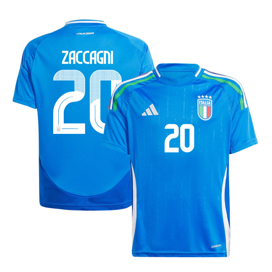 Mattia Zaccagni 20 Italy National Team 2024/25 Home YOUTH Jersey – Blue