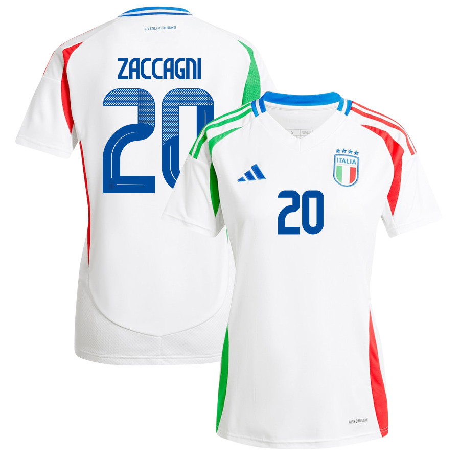Mattia Zaccagni 20 Italy National Team 2024/25 Away Women Jersey – White
