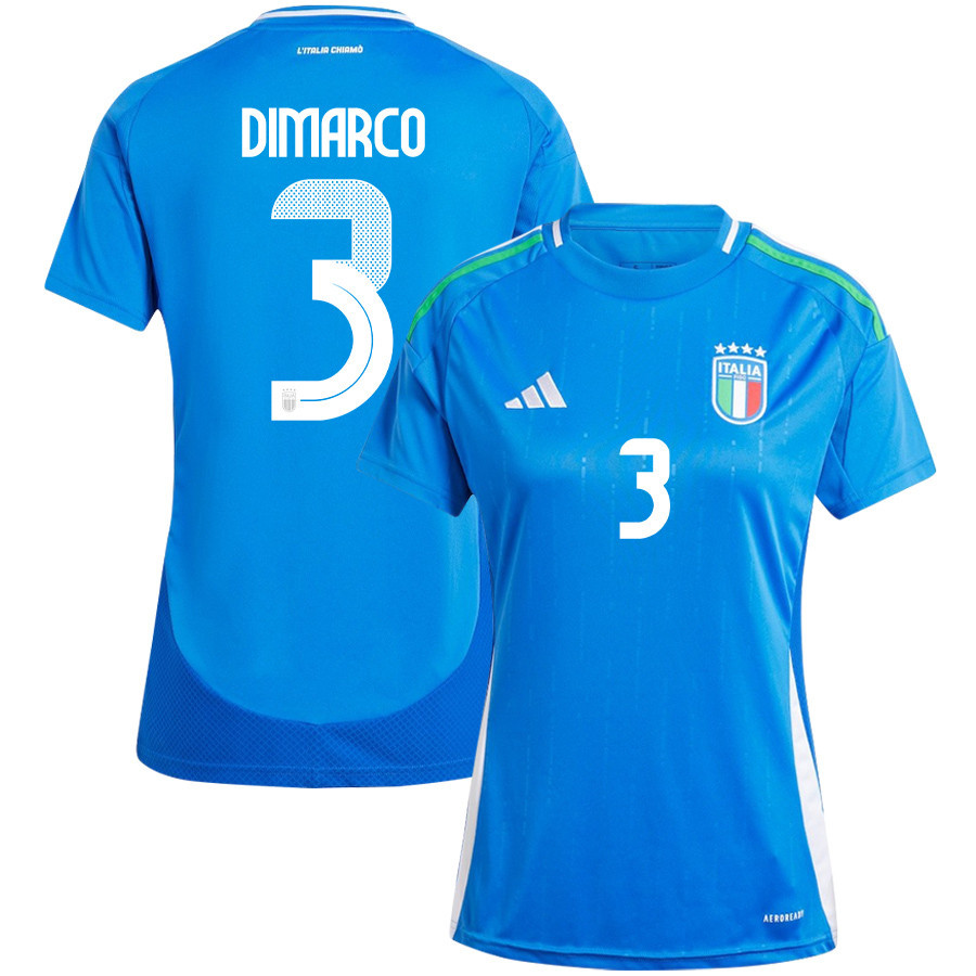 Federico Dimarco 3 Italy National Team 2024/25 Home Women Jersey – Blue