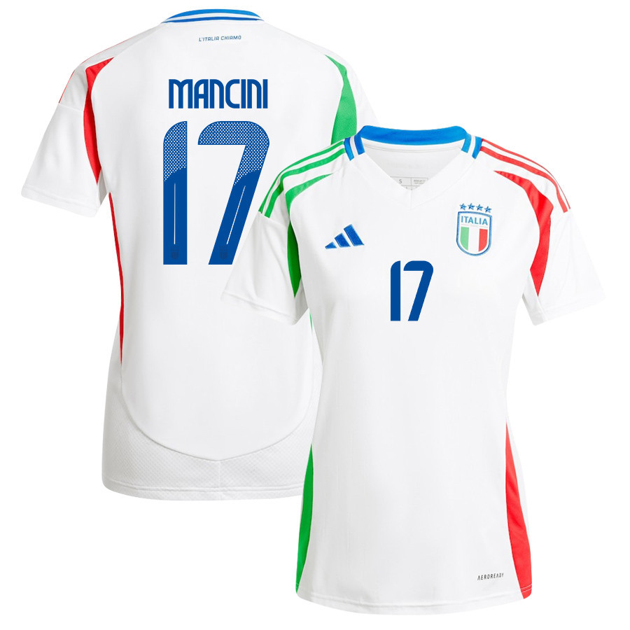 Gianluca Mancini 17 Italy National Team 2024/25 Away Women Jersey – White
