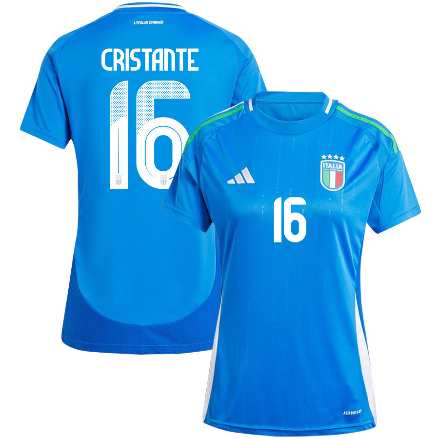 Bryan Cristante 16 Italy National Team 2024/25 Home Women Jersey – Blue
