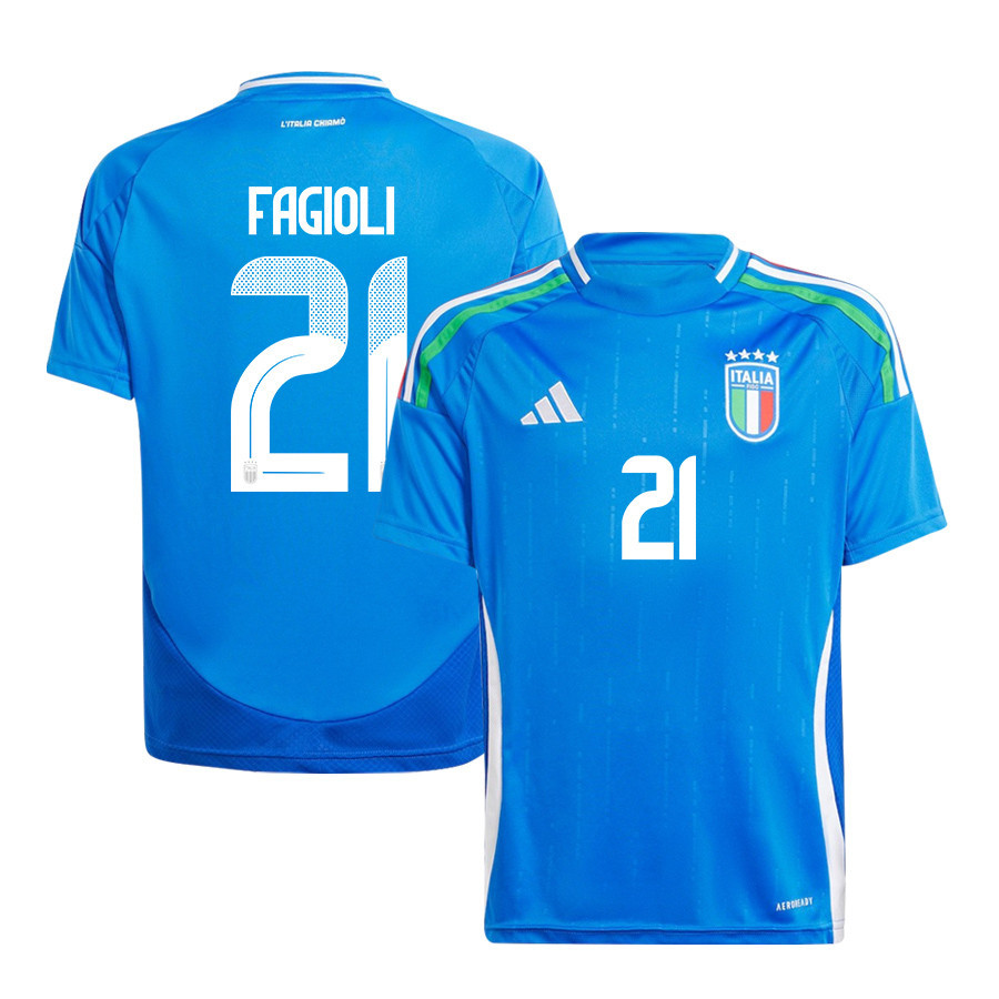 Nicolo Fagioli 21 Italy National Team 2024/25 Home YOUTH Jersey – Blue