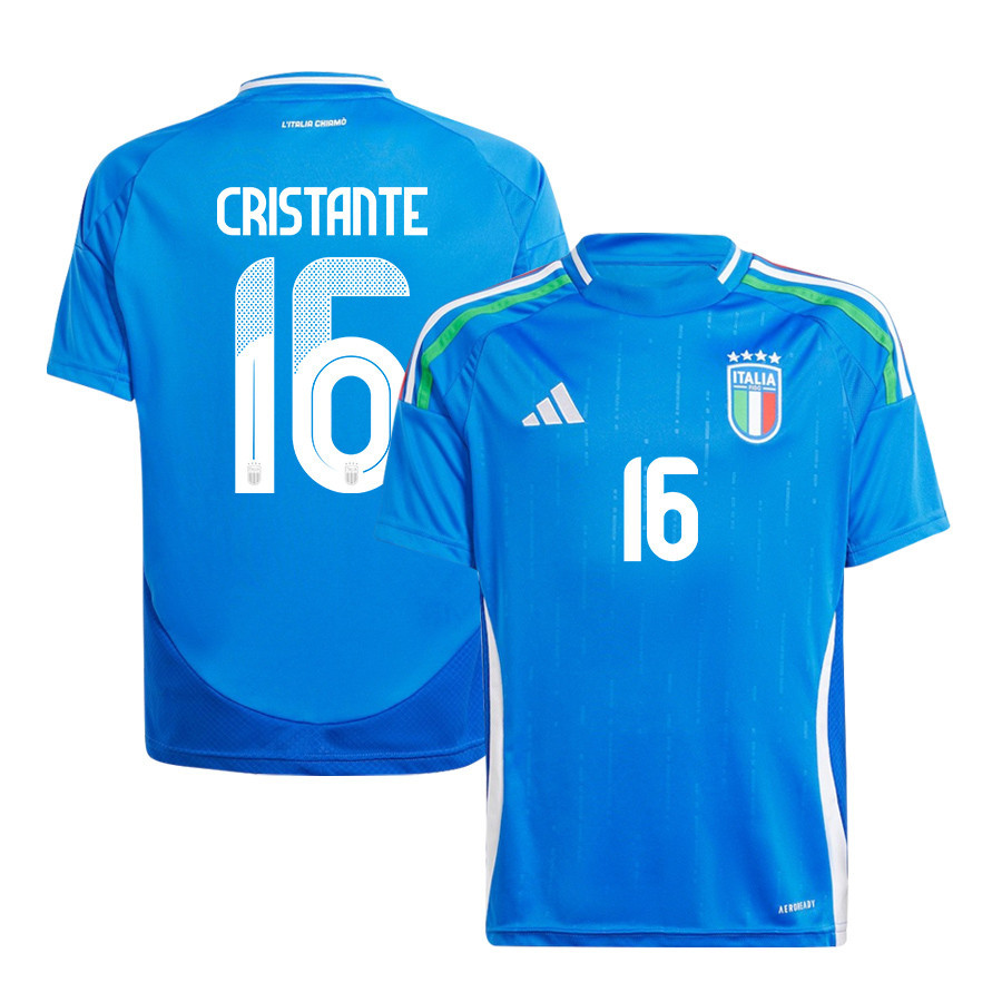 Bryan Cristante 16 Italy National Team 2024/25 Home YOUTH Jersey – Blue