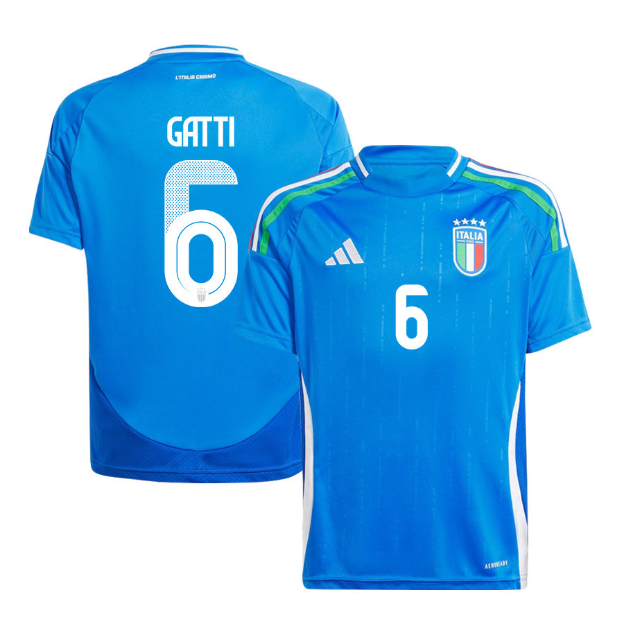 Federico Gatti 6 Italy National Team 2024/25 Home YOUTH Jersey – Blue