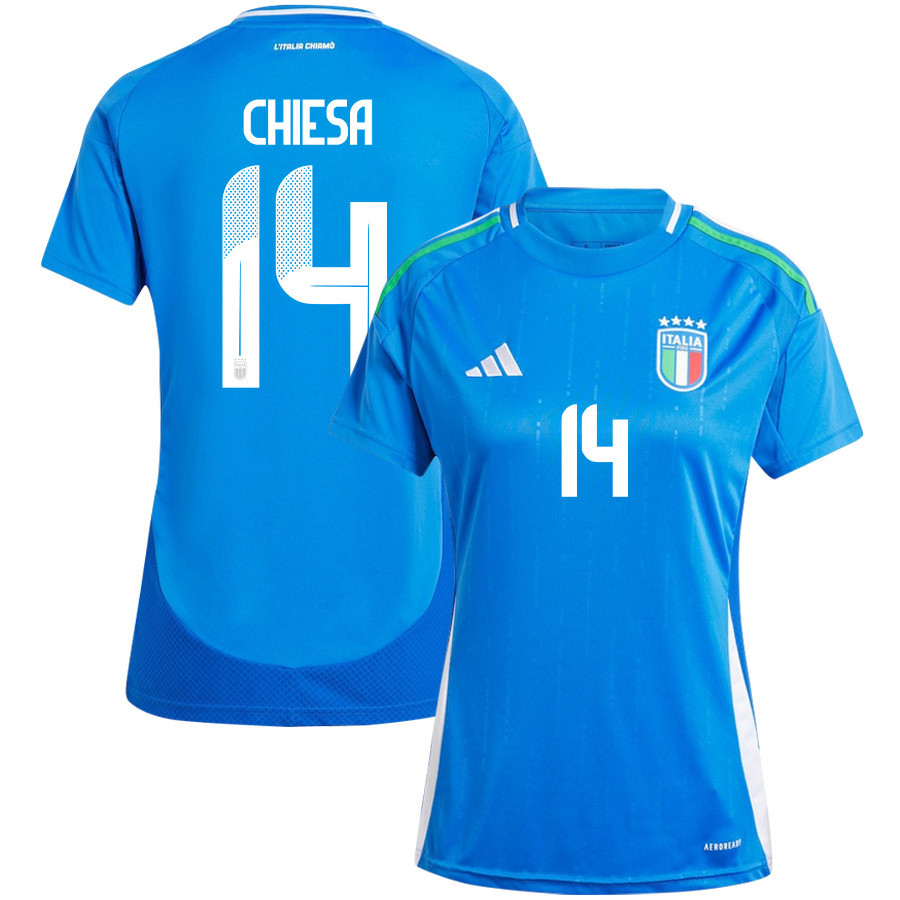 Federico Chiesa 14 Italy National Team 2024/25 Home Women Jersey – Blue