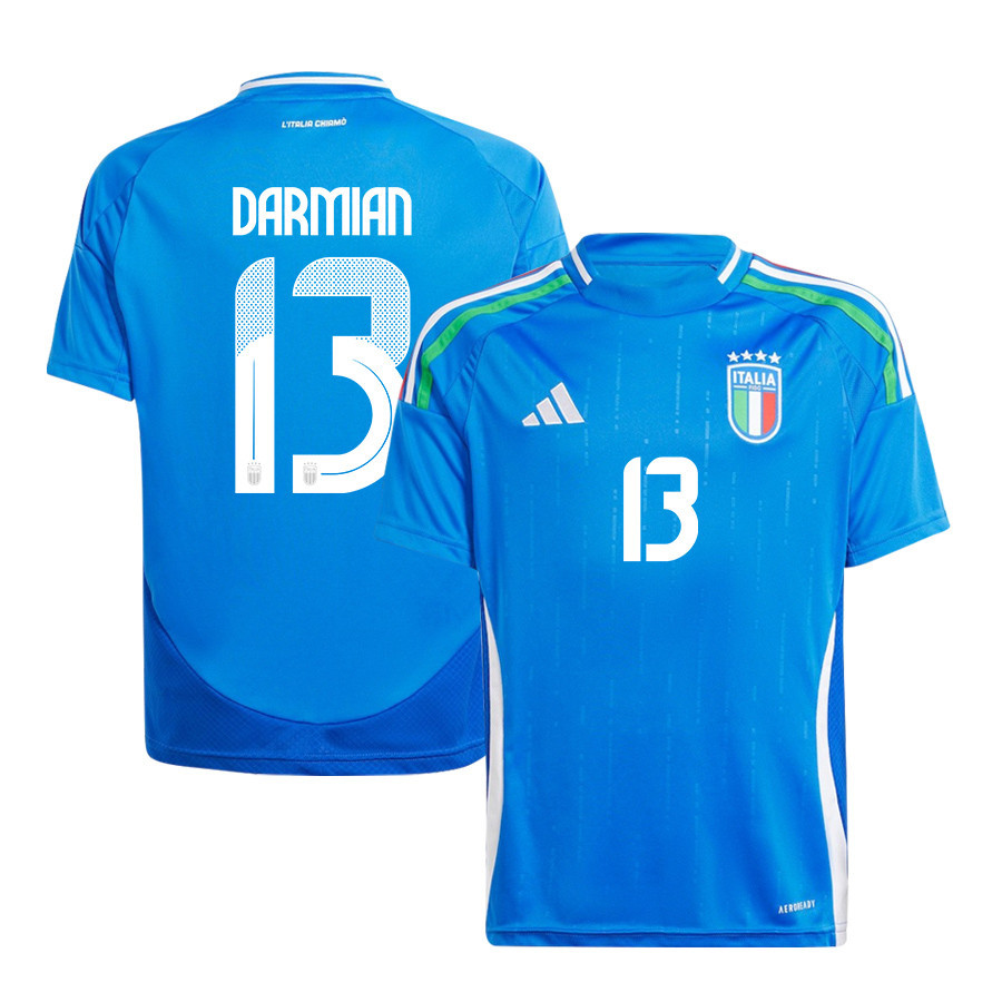 Matteo Darmian 13 Italy National Team 2024/25 Home YOUTH Jersey – Blue