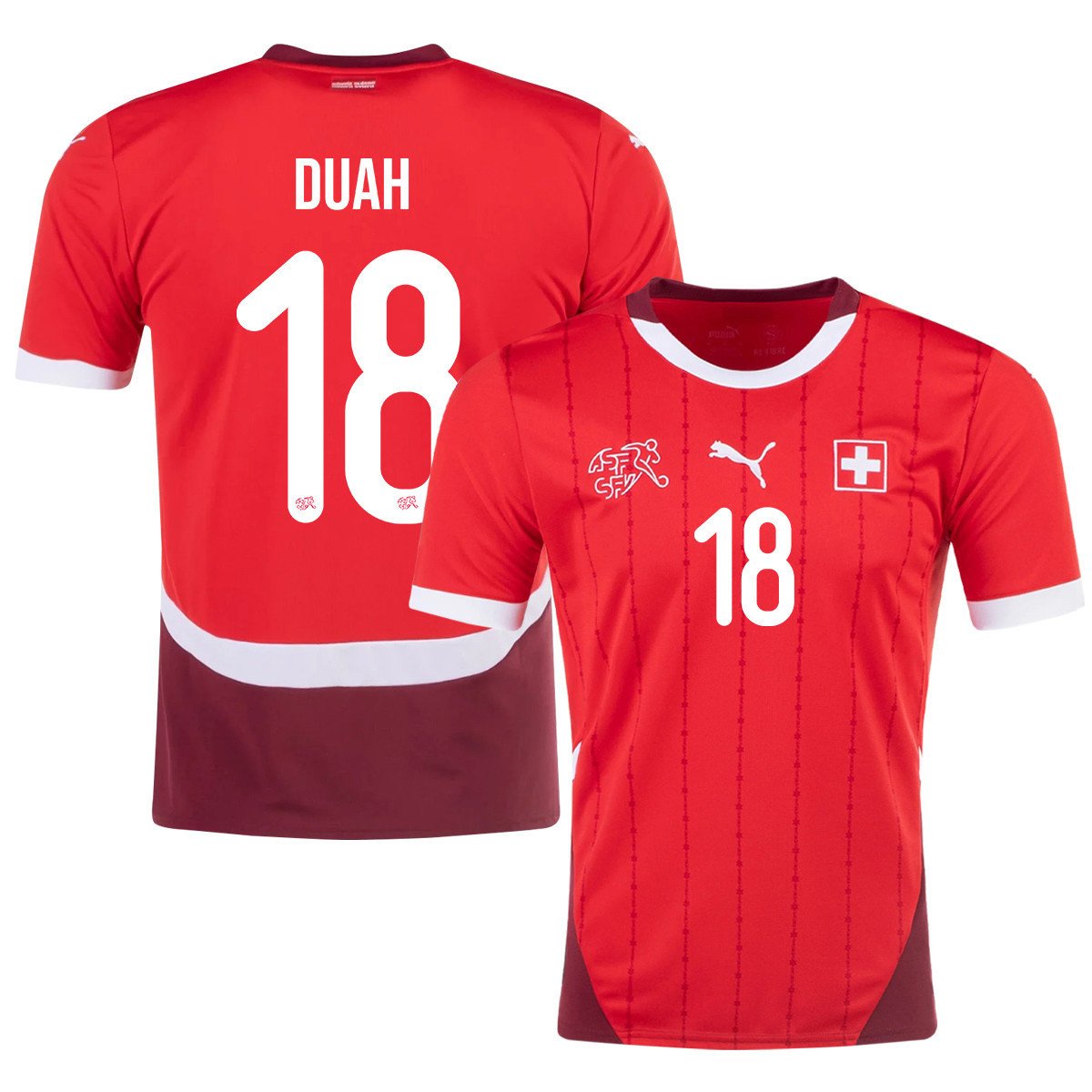 Kwadwo Duah 18 Switzerland National Team 2024/25 Home Men Jersey – Red