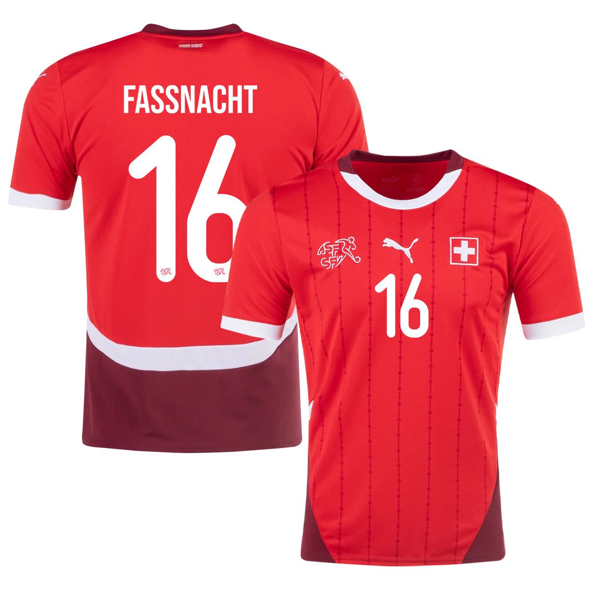 Christian Fassnacht 16 Switzerland National Team 2024/25 Home Men Jersey – Red