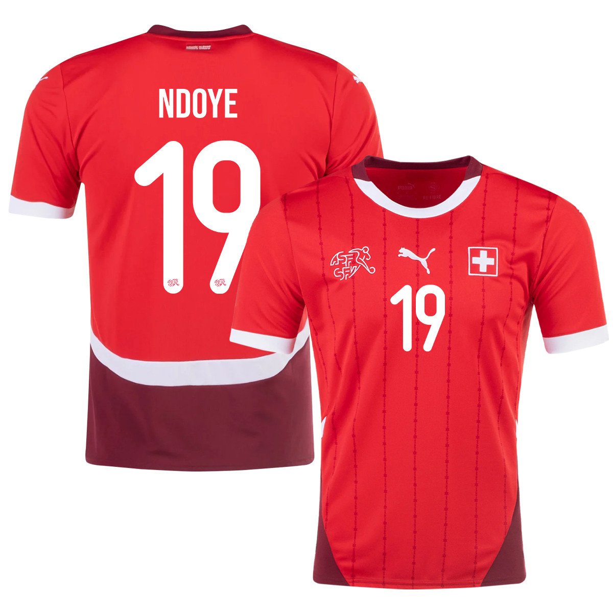 Dan Ndoye 19 Switzerland National Team 2024/25 Home Men Jersey – Red