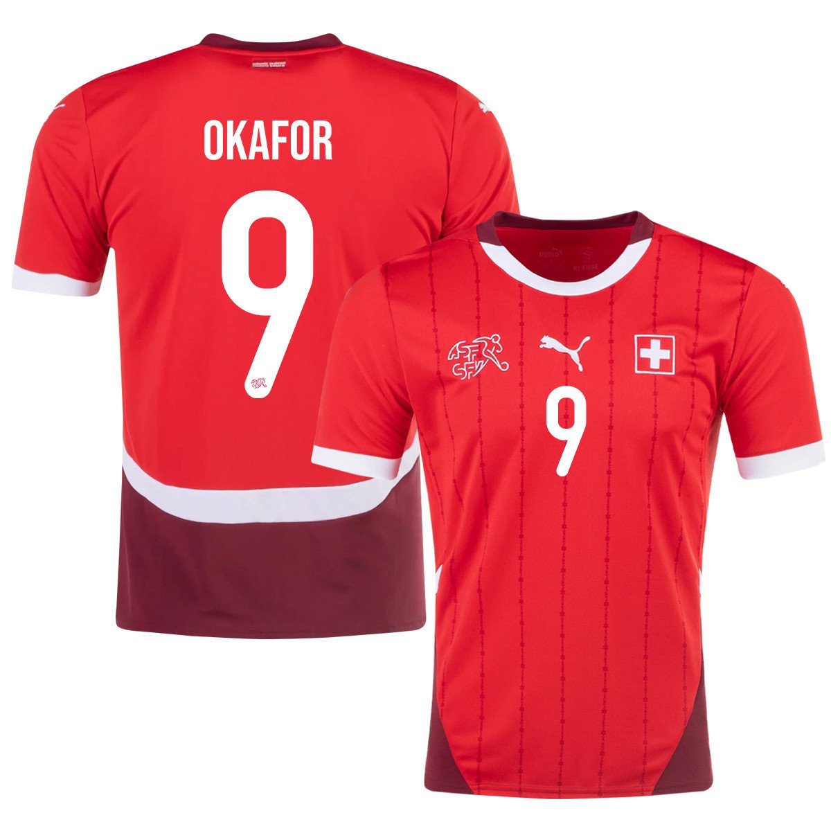 Noah Okafor 9 Switzerland National Team 2024/25 Home Men Jersey – Red